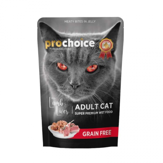 Prochoice Cat Grain Free Adult Pouch Αρνί & Συκώτι 85gr