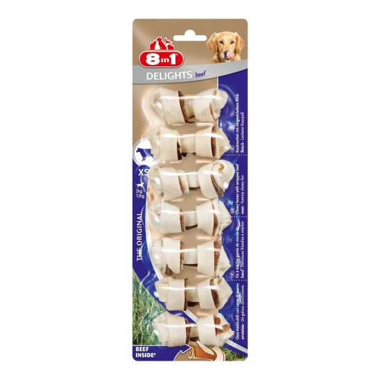 8in1 DELIGHTS BEEF BONES XS 7pcs/84gr (STICKER -2 ΕΥΡΩ)