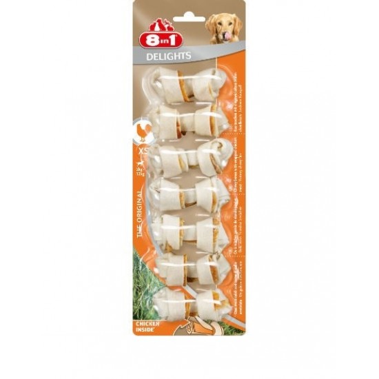 8in1 DELIGHTS BONES CHICKEN XS 7 pcs/100 gr (STICKER -2 ΕΥΡΩ)