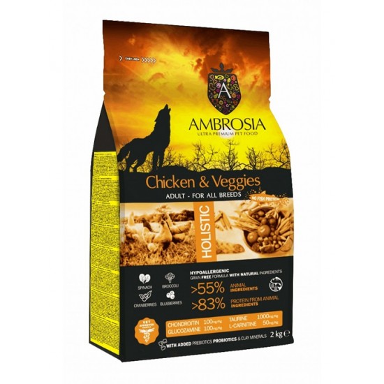 AMBROSIA Grain Free Adult Fresh Chicken & Veggies 2Kg
