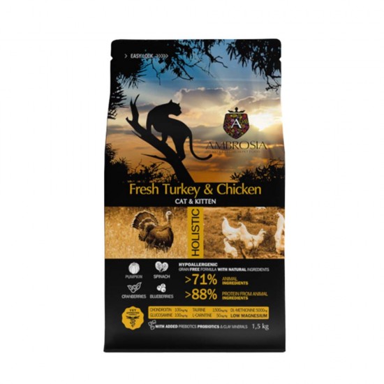 Ambrosia Grain Free Kitten Fresh Turkey & Chicken 1,5kg