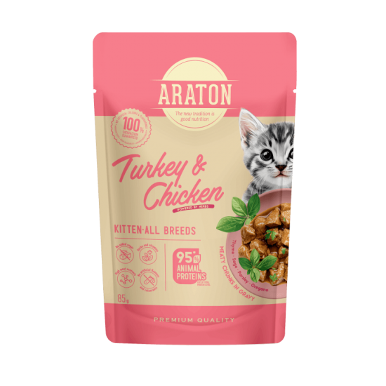 ARATON Pounch Kitten Turkey - Chicken 85gr