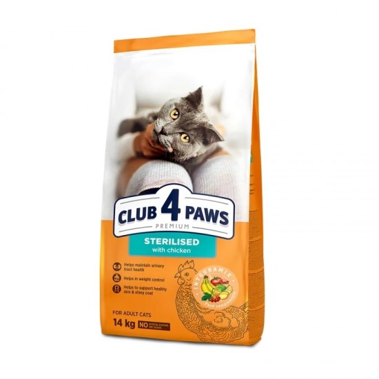 CLUB4PAWS Sterilized με Κοτόπουλο 14 kg