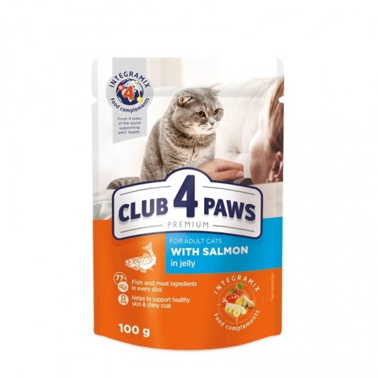 CLUB4PAWS - Adult Σολωμός σε ζελέ 100gr