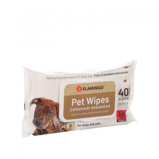 FLAMINGO PET WIPES NEUTRAL 40PCS