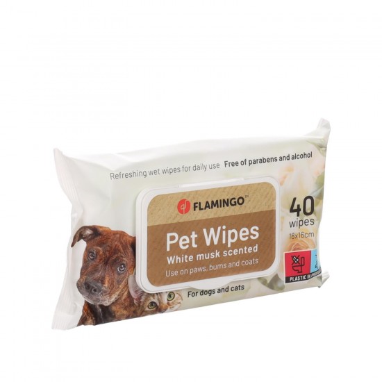 FLAMINGO PET WIPES WHITE MUSK 40PCS