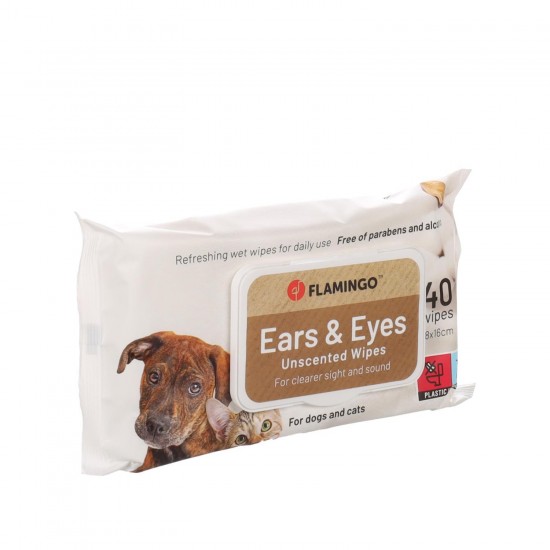 FLAMINGO PET WIPES EYE & EAR CARE 40PCS