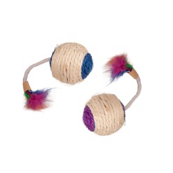 FLAMINGO - SISAL PLAYBALL RATTLE+FEATHER 6CM