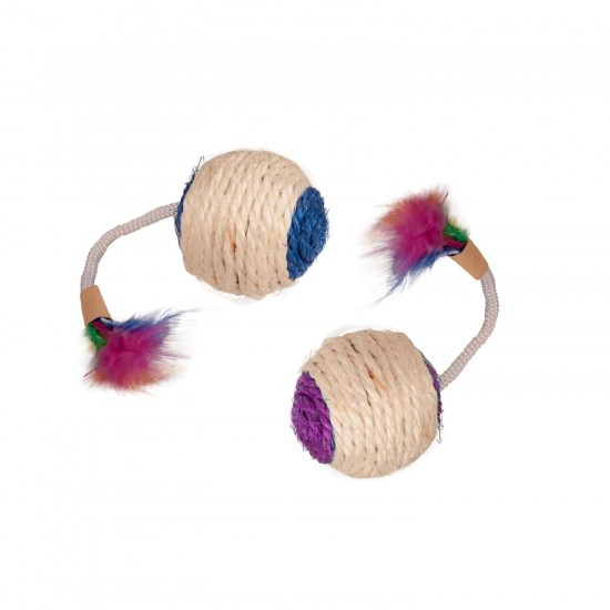 FLAMINGO - SISAL PLAYBALL RATTLE+FEATHER 6CM