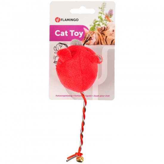 FLAMINGO - CAT TOY JERRY MOUSE WITH BELL RED
