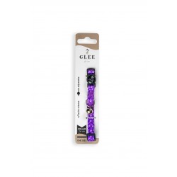 GLEE - Περιλαίμιο Γάτας Ιμάντα με πλαστικό κούμπωμα και κουδουνάκι Purple Fishbone10mmx30cm