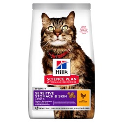 Hill's - Science Plan Adult Cat Sensitive Stomach & Skin Chicken 1,5kg (sticker: 1,2kg+300gr ΔΩΡΟ)