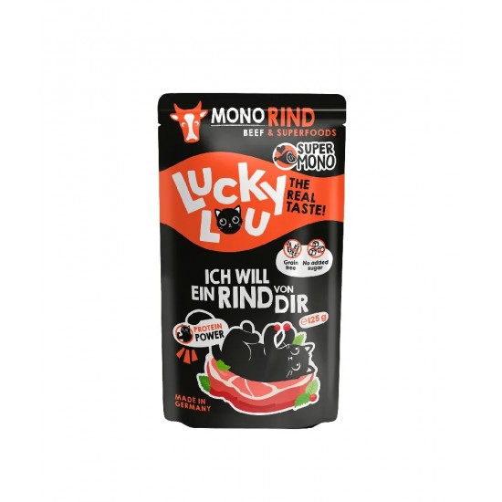 Lucky Lou SuperMono Βοδινό (με Cranberries & Catnip) 125gr