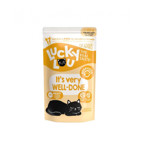Lucky Lou LifeStage Adult Sterilized Πουλερικά & Βοδινό (με Σέλινο & Κιχώριο) 125gr