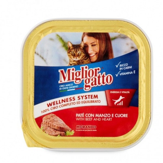 MIGLIOR GATTO ΠΑΤΕ ΚΕΣΕΔΑΚΙ ΜΟΣΧΑΡΙ & ΚΑΡΔΙΑ 100gr 