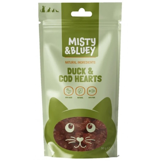 Misty & Bluey Cat Duck & Cod Hearts 50g