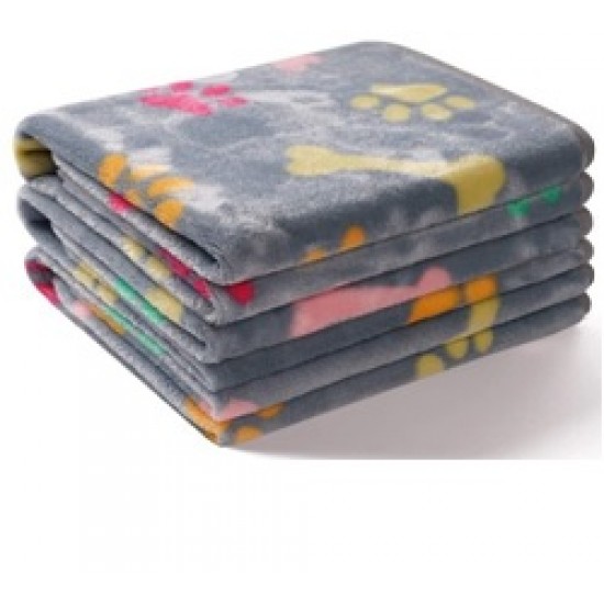 ΚΟΥΒΕΡΤΑ FLEECE ΣΚΥΛΟΥ - ΓΑΤΑΣ ΓΚΡΙ ΠΑΤΟΥΣΕΣ 1,04x0,76 cm 