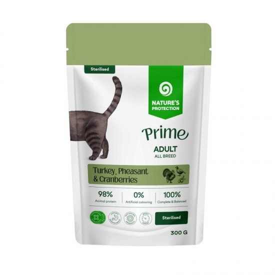 Nature’s Protection Prime Pounch Cat Sterilised Turkey, Pheasant & Cranberries 85gr