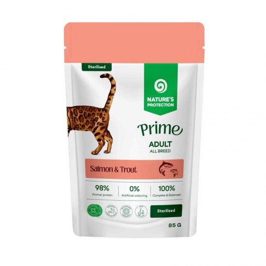  Nature’s Protection Prime Pounch Cat Sterilised Salmon & Trout 85gr