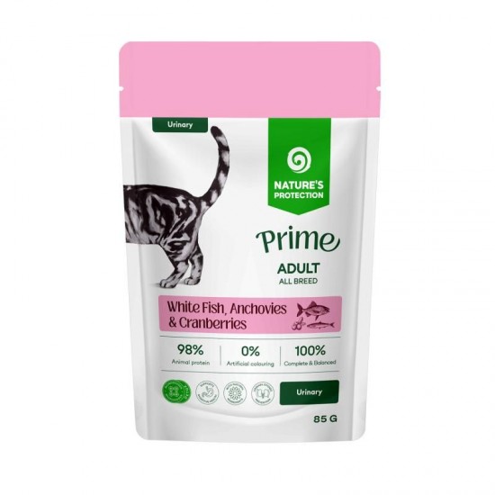  Nature’s Protection Prime Pounch Cat Urinary White Fish, Anchovies & Cranberries 85gr