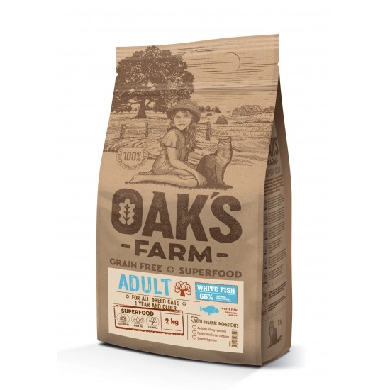 Oaks Farm Grain Free Cat Adult White Fish 400gr