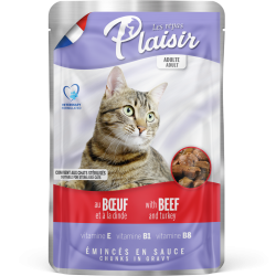 PLAISIR CAT POUCH ADULT STERILISED BEEF IN GRAVY 100gr