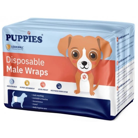 Puppies Πάνες – Βρακάκια Αρσενικών Σκύλων Large (12 Τεμ)