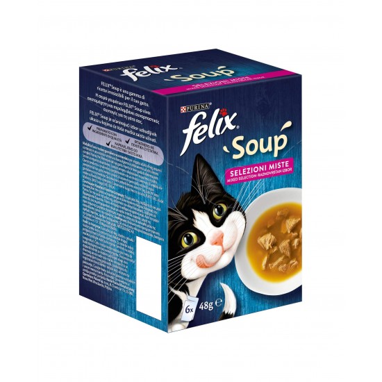 FELIX Soups Fillet με Βοδινό, Κοτόπουλο & Τόνο 6x48gr