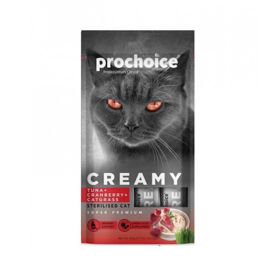 PROCHOICE CREAMY TUNA AND CRANBERRY LIQUID TREAT 4x15GR