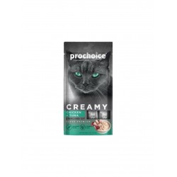 PROCHOICE CREAMY CHICKEN AND TUNA LIQUID TREAT FOR STERILISED CATS 4x15GR