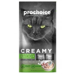 PROCHOICE CREAMY CHICKEN, GOAT MILK AND OYSTER LIQUID TREAT 4x15gr