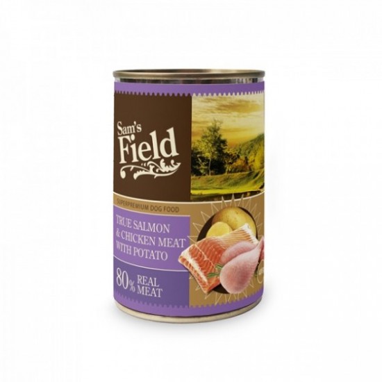 SAM'S FIELD WET CAN SALMON WITH CHICKEN & PUMKIN 400GR