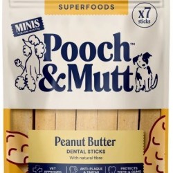 POOCH & MUTT DOG DENTAL MINI STICK SUPERFOOD PEANUT BUTTER 200g