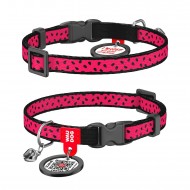 WD - Nylon cat collar WATERMELON PLASTIC FASTEX, ELASTIC INSERT & BELL 10MM X 20-30CM (5269)