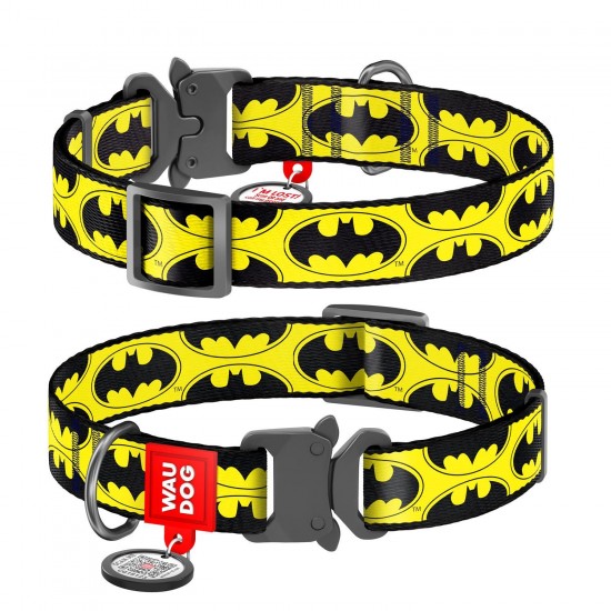 WD - Nylon dog collar with QR passport ''Batman''  20mmx24-40mm (0020-2001)