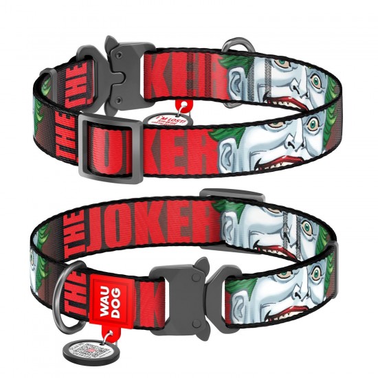 WD - Nylon dog collar with QR passport "JOKER" METAL FASTEX 20MM X 24-40CM (0020-2008)