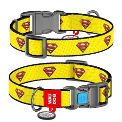 WD - Nylon dog collar with QR passport "SUPERMAN 2" PLASTIC FASTEX 15MM X 23-35CM (0015-2014)