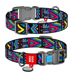 WD - Nylon dog collar with QR passport Indie plastic  20mmx24-40mm (4677)