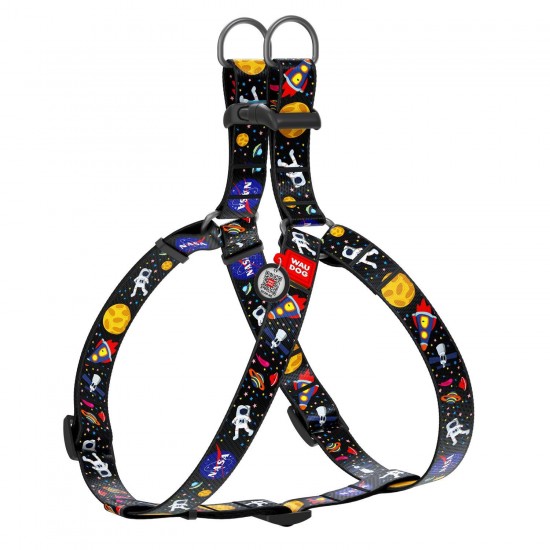 WD - Nylon dog harness NASA with QR passport 15mm x 40-55cm (5019)