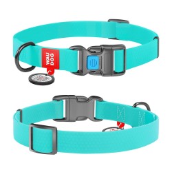WD - Waterproof dog collar with QR passport  glow in the dark small blue (2744)