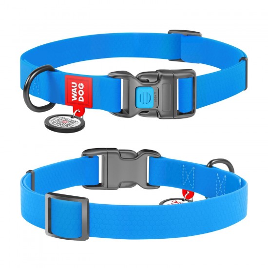 WD - Waterproof dog collar with QR passport  blue (27392)