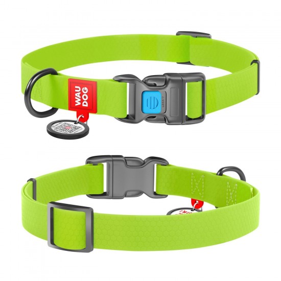 WD - Waterproof dog collar with QR passport  green (27395)