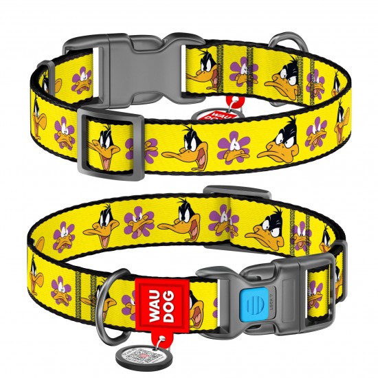 WD - Nylon dog collar with QR passport "LOONEY 1" PLASTIC FASTEX M: 20MM X 24-40CM (002-013580)