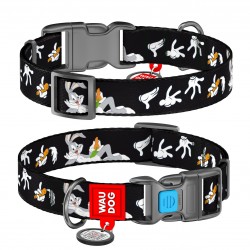 WD - Nylon dog collar with QR passport "LOONEY 7" PLASTIC FASTEX M: 20MM X 24-40CM (002-014160)