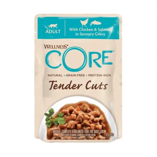WELLNESS CORE Tender Cuts Fillets Chicken & Salmon 85gr
