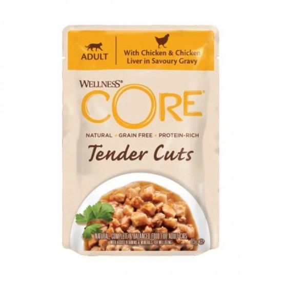 WELLNESS CORE Tender Cuts Fillets Chicken & Liver 85gr