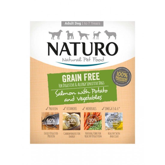 NATURO Dog Σολομός, Ρύζι & Λαχανικά-400gr