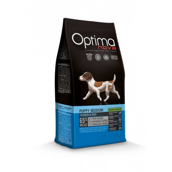 Optima nova Puppy Medium ( κοτόπουλο & ρύζι) 12kg