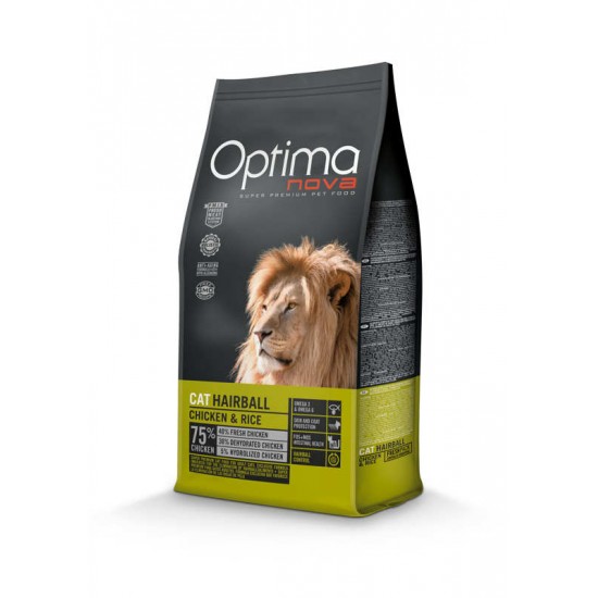 Optima nova Cat Hairball (κοτόπουλο & ρύζι) 2kg