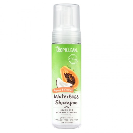 TROPICLEAN - WATERLESS SHAMPOO NOURISHING ΠΑΠΑΓΙΑ ΚΑΙ ΚΑΡΥΔΑ 220ml